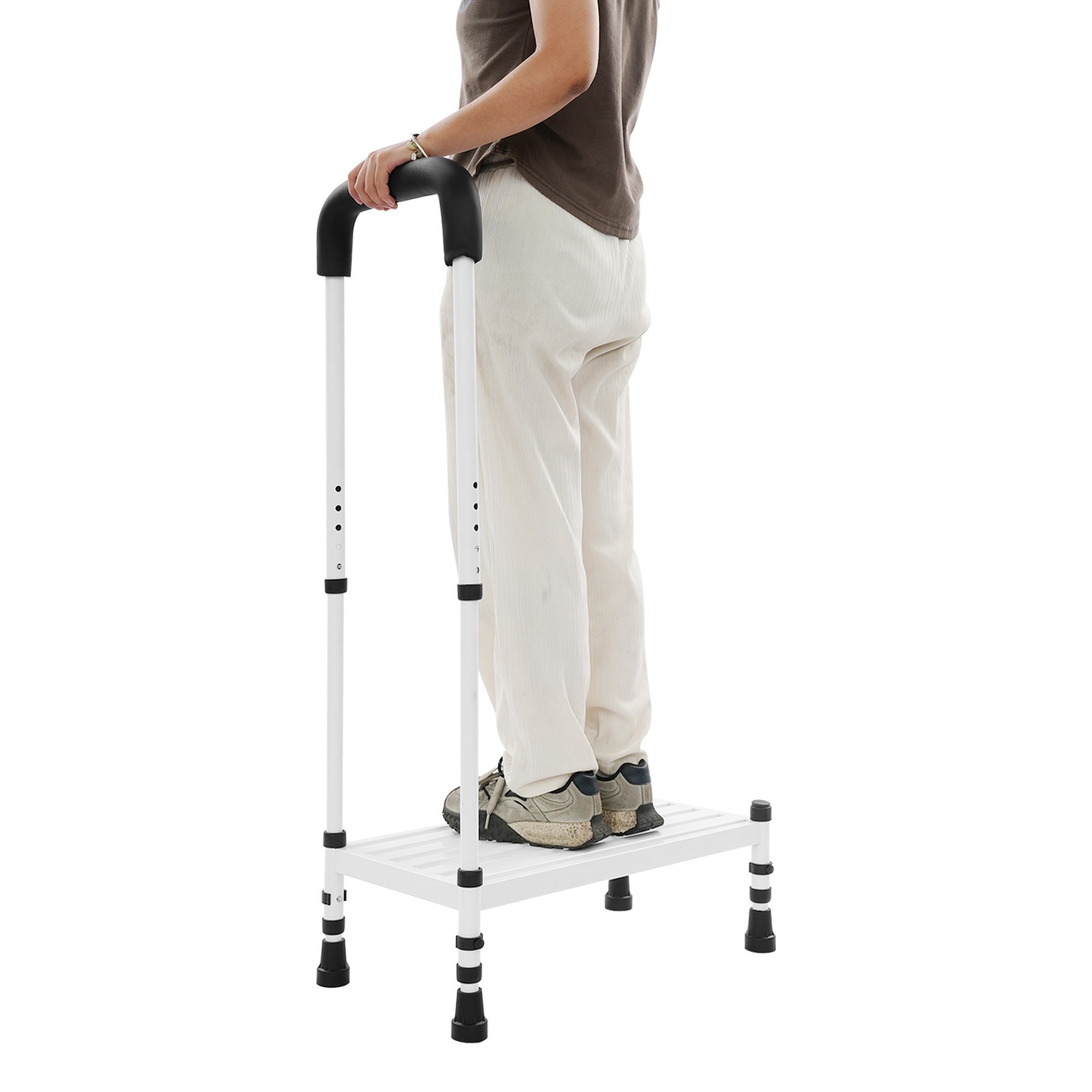 Step Stool with Handle, Adult Ramp with Handrail, Metal Stepping Stool