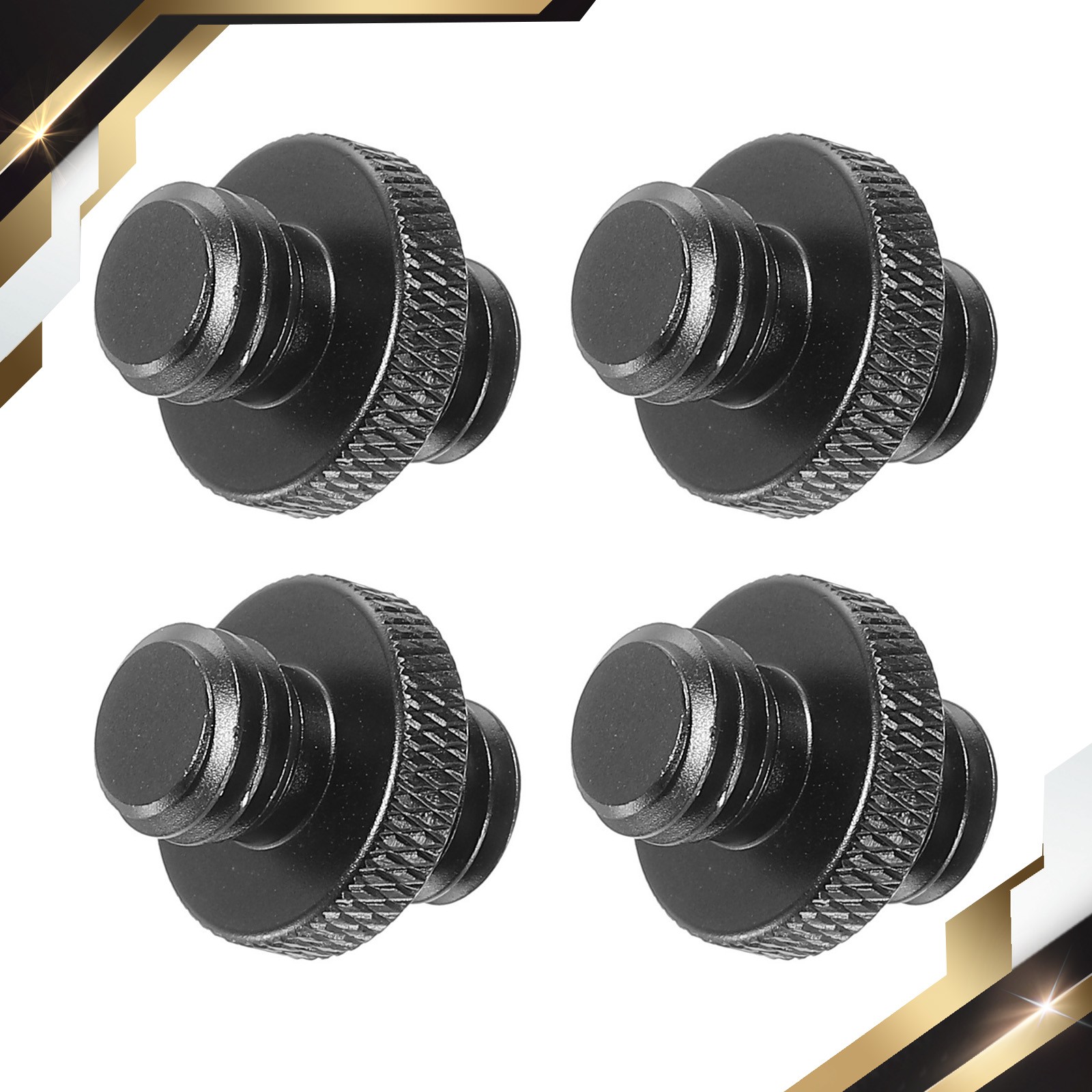 4 x Mic Stand Adapter 3/8 Male to x 3/8 Male Tripod Screw Double Side Black