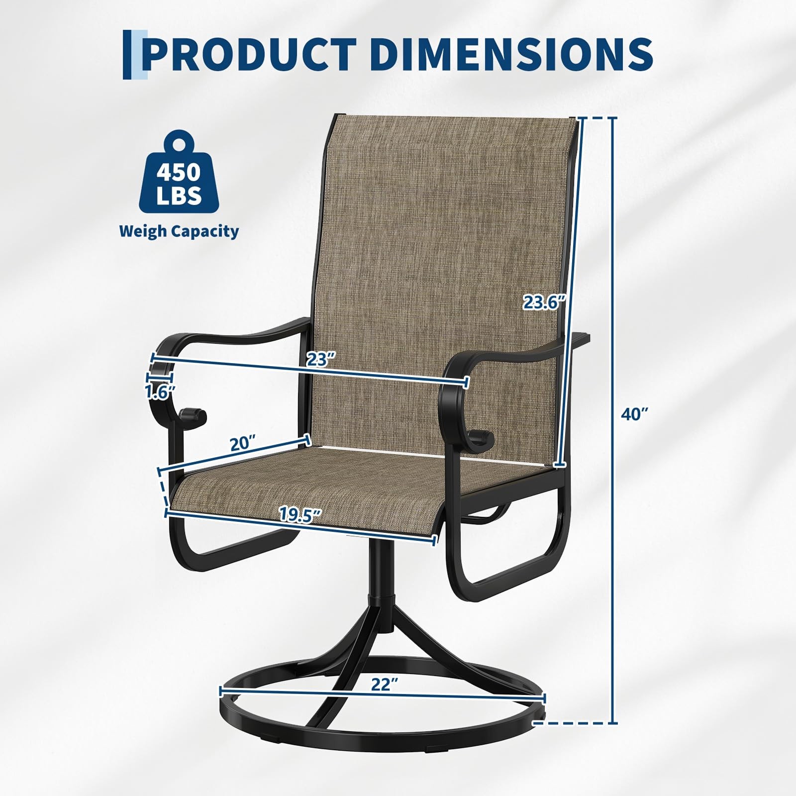 Garvee Patio Swivel Chair Set of 2,Outdoor Dining Chairs,Rocker Patio Chairs New