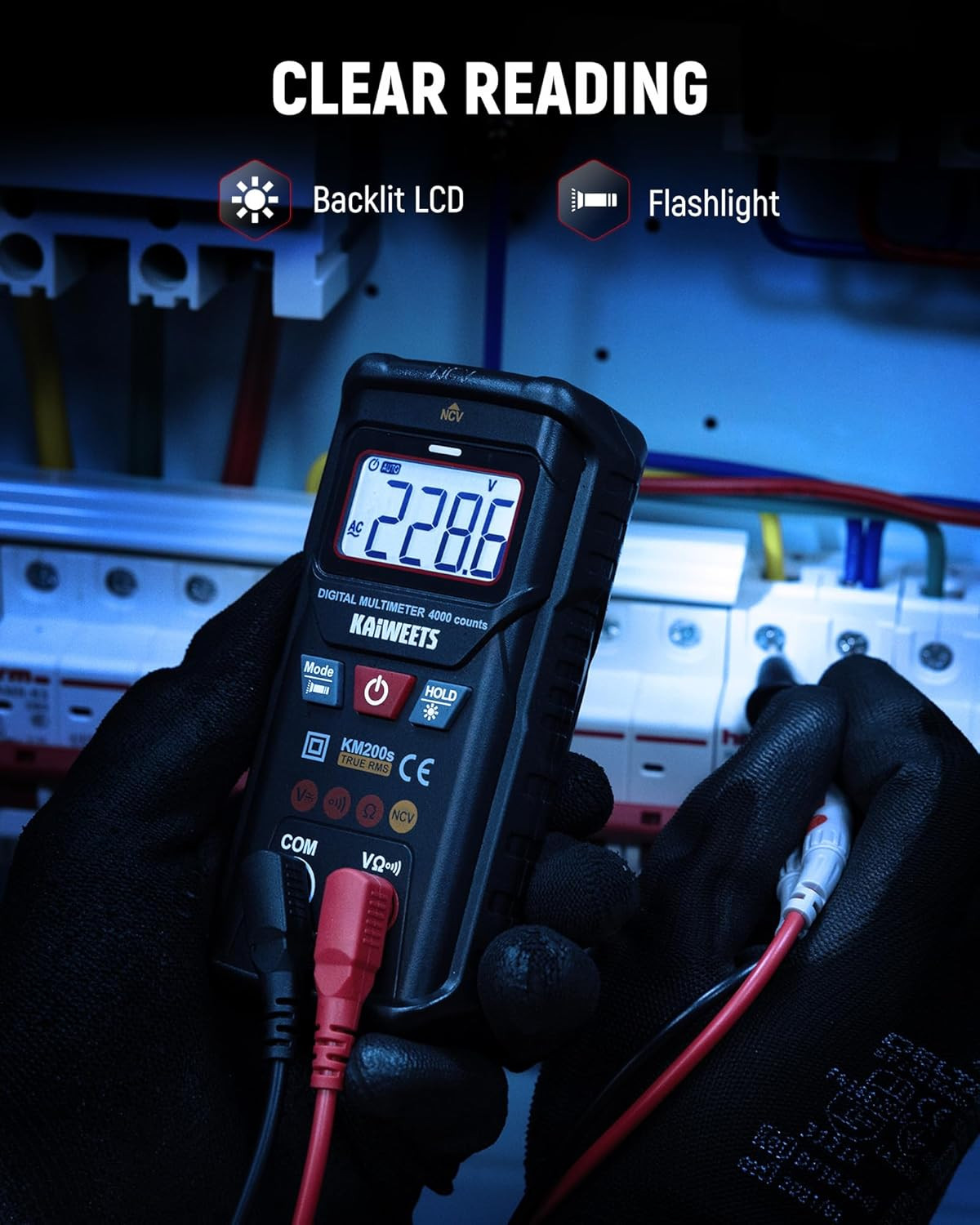Km200S Smart Digital Multimeter True RMS, 4000 Counts, Auto Ranging Voltmeter, N