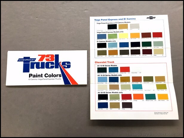 1973 Chevrolet Pickup Truck Factory Color Paint Guide Brochure  El Camino Blazer