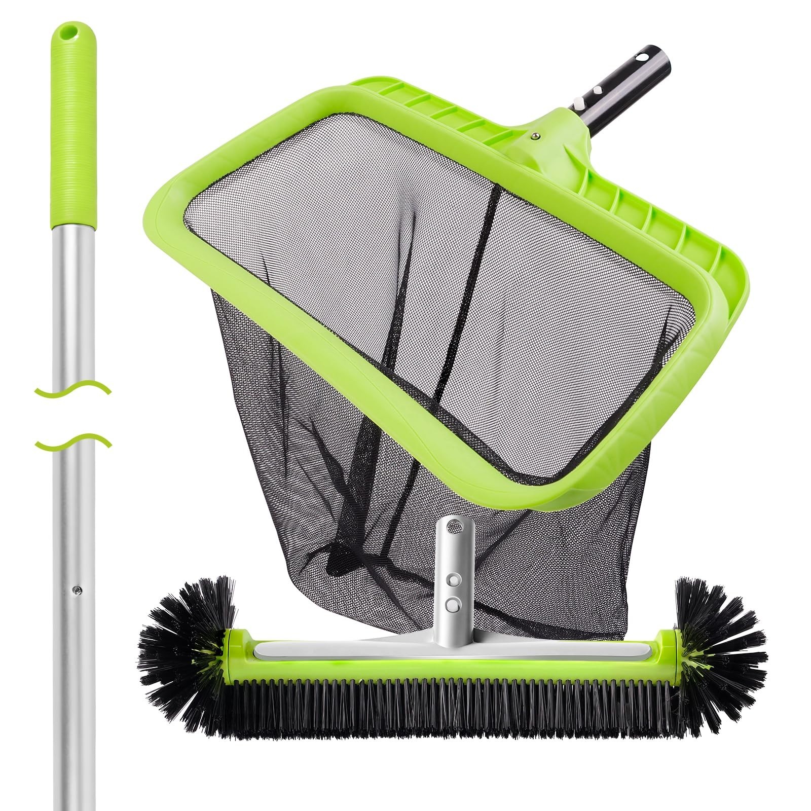 BoxedHome Swimming Pool Cleaning Kit with 10.5Ft Adjustable Aluminum Pole, 17...
