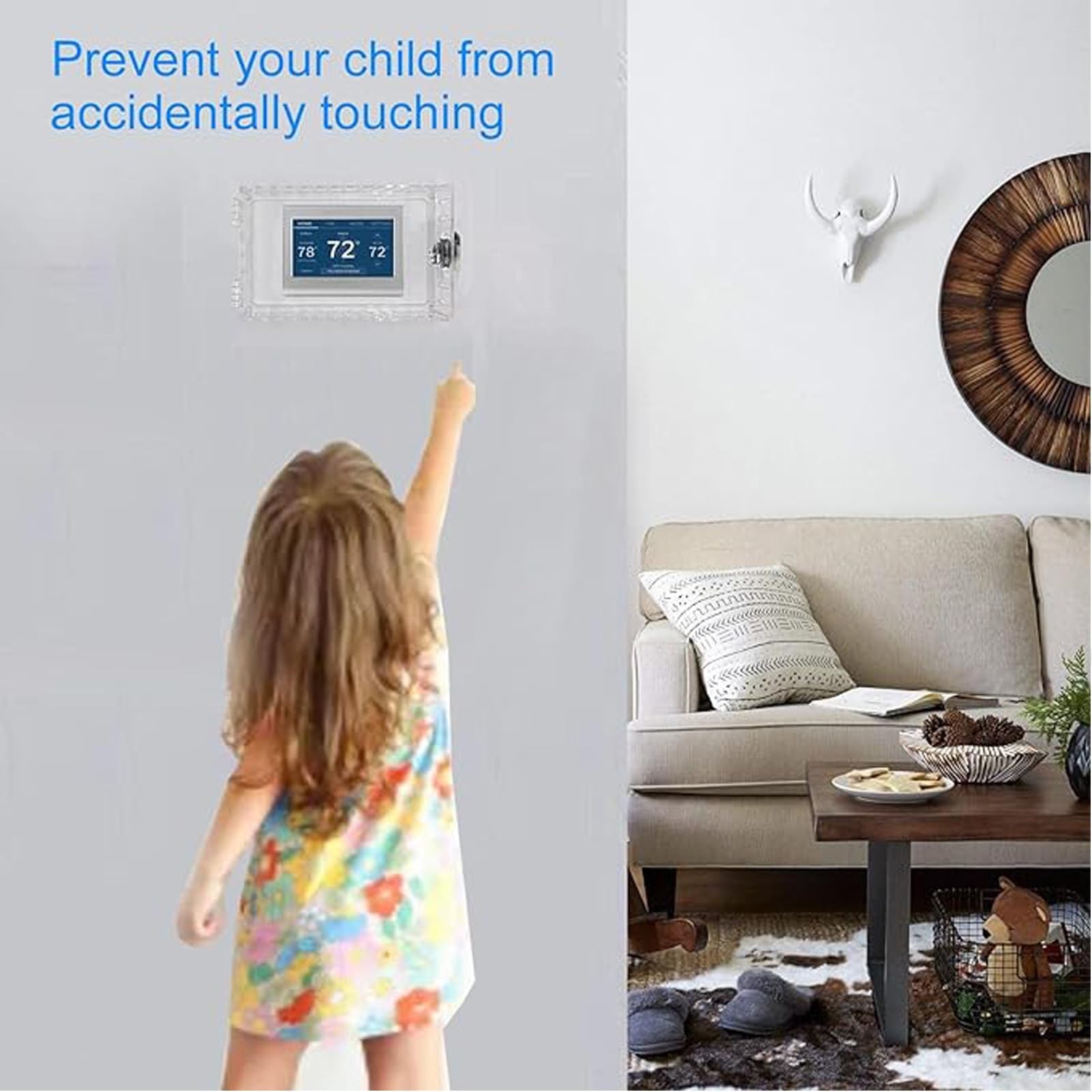 Universal Thermostat Lock Box with Key,Clear Large Cover for...