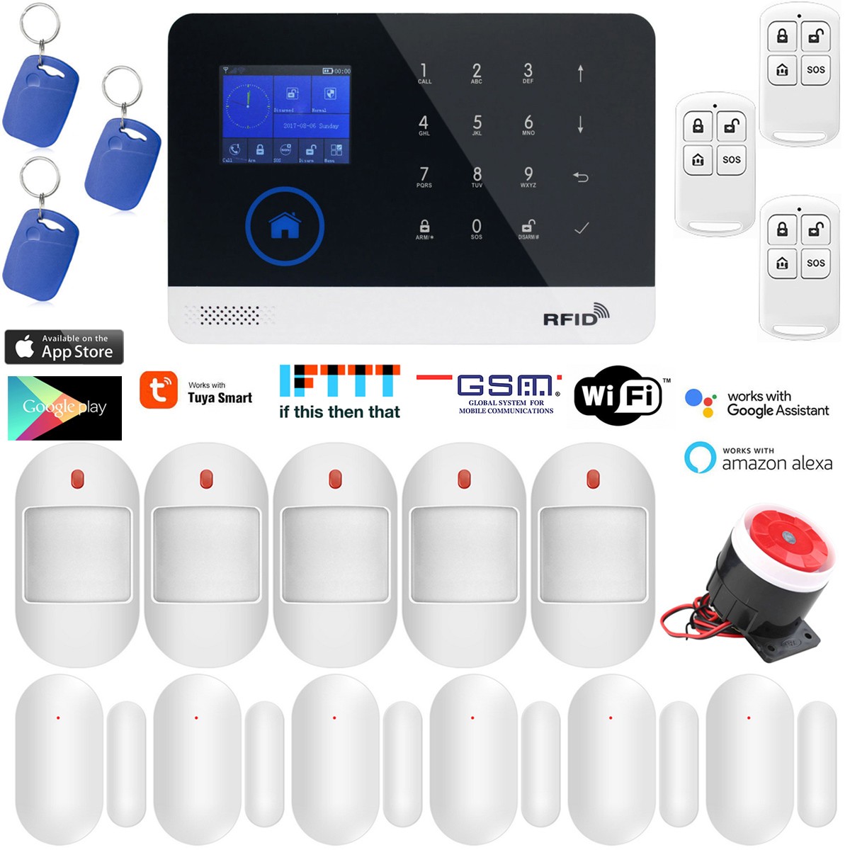 L37 WiFi IP APP GSM RFID Wireless Home Security Alarm Burglar System Auto Dialer
