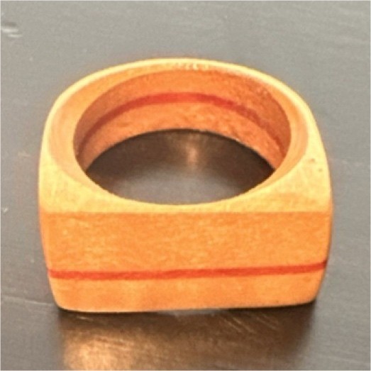 Handcrafted Two-Tone Beech Wood Ring from Bruges Square Design