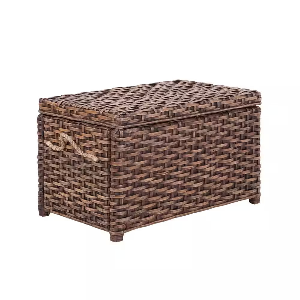 Jacob 31.5 In. Wicker Storage Trunk, Dark Brown Wash