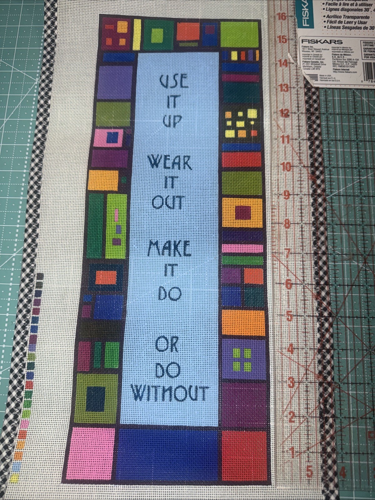 Hand Painted Needlepoint Canvas - Use It Up Quote by Zecca