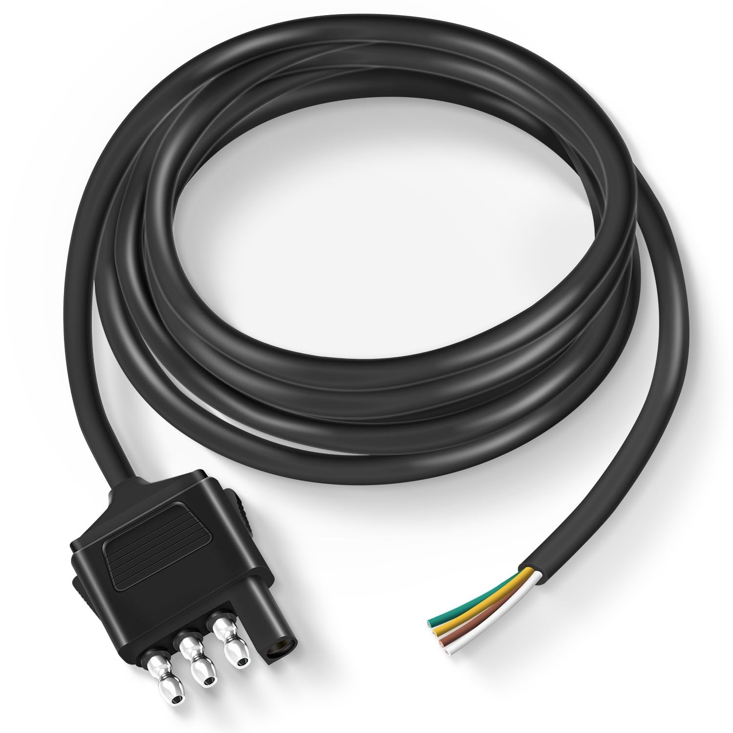 Heavy Duty 4-Way Trailer Extension Cable – 5 Feet, Pure Copper, Weatherproof
