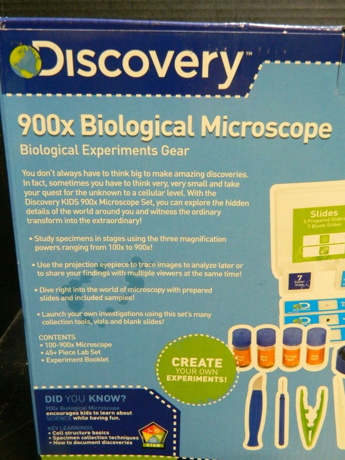 Discovery 900X Microscope 45+ Biological Experiments Gear New In Box #44-50101-8
