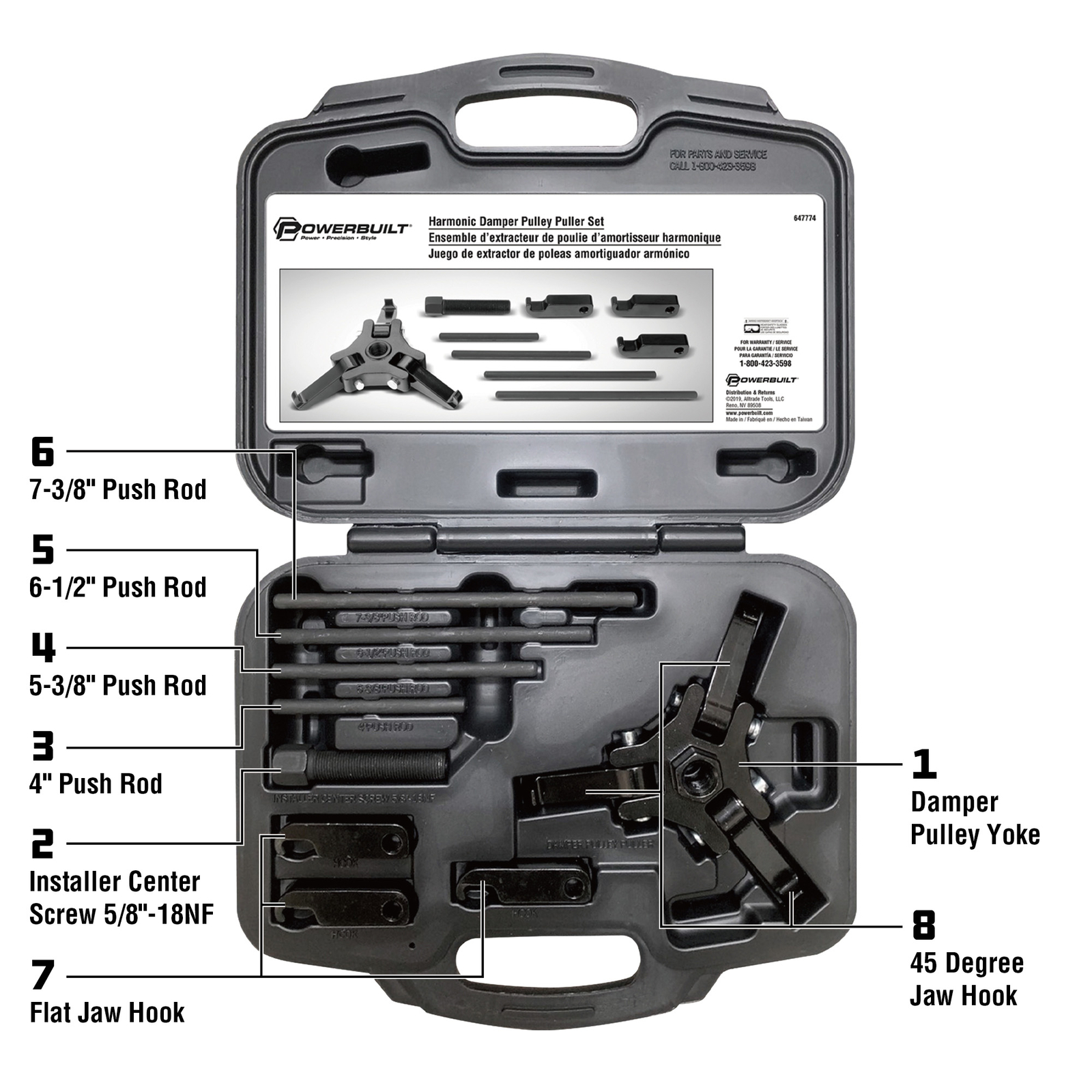 Powerbuilt Harmonic Damper Pulley Puller Kit - 647774