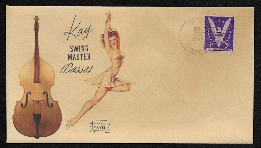 1945 Kay Upright Bass & Sexy Women Featured on Collector's Envelope *OP186
