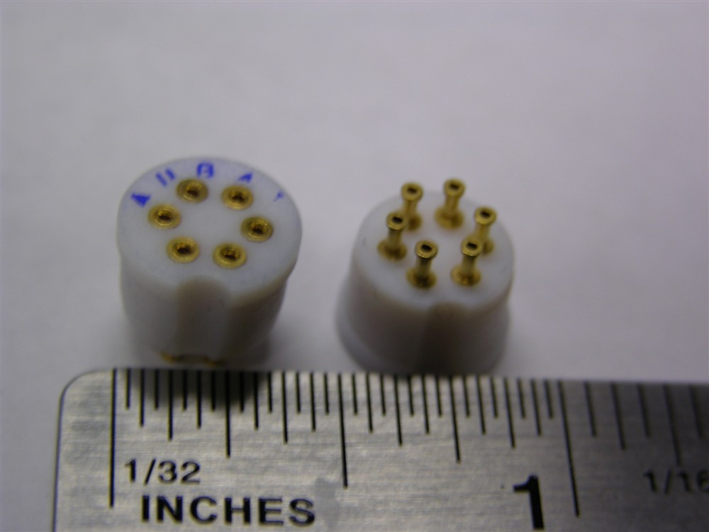 5 Augat Mil-Spec 8060 Series 6P Press Fit Teflon Transistor Sockets