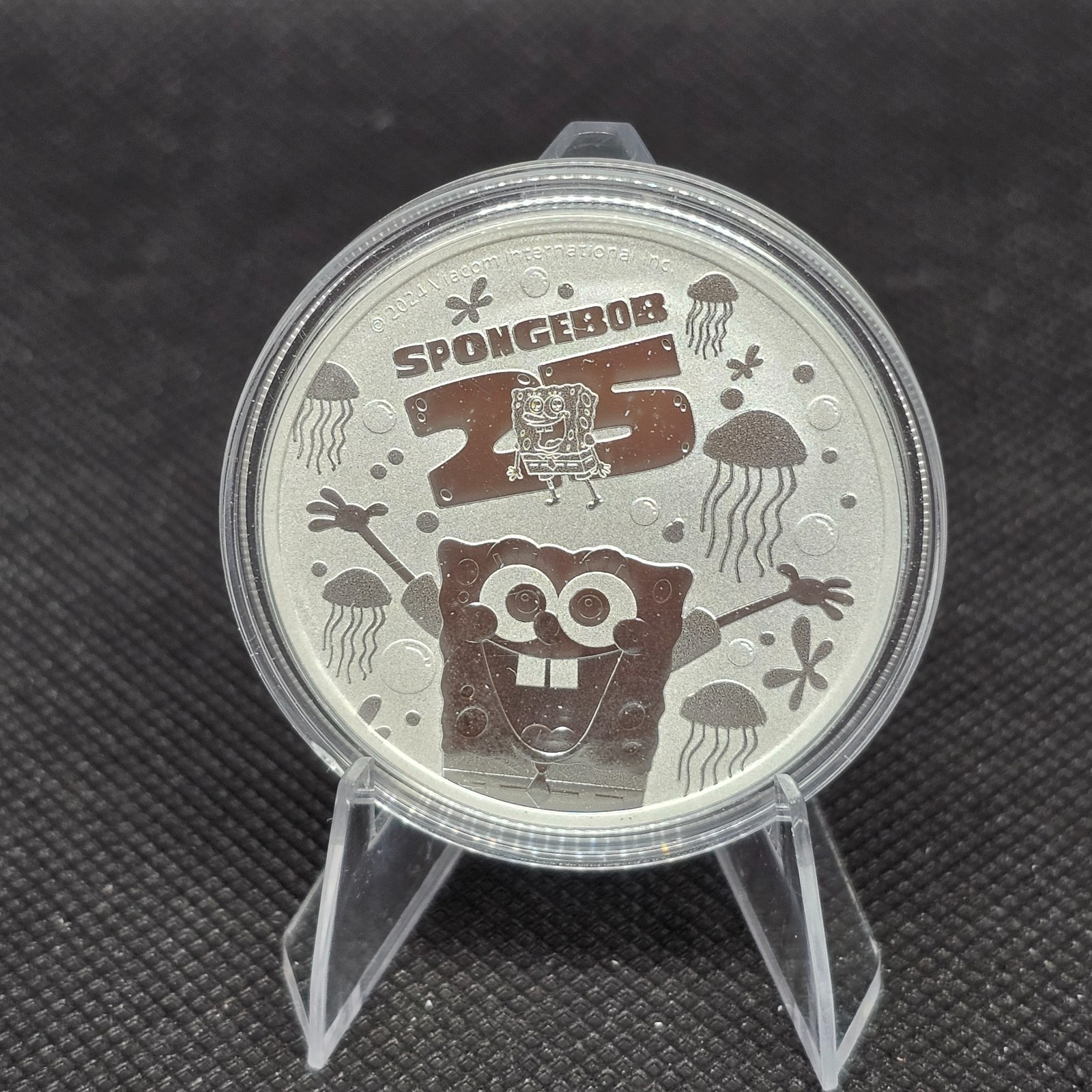 2024 Tuvalu SpongeBob SquarePants 25th Ann. BU 1 oz Silver Coin in capsule