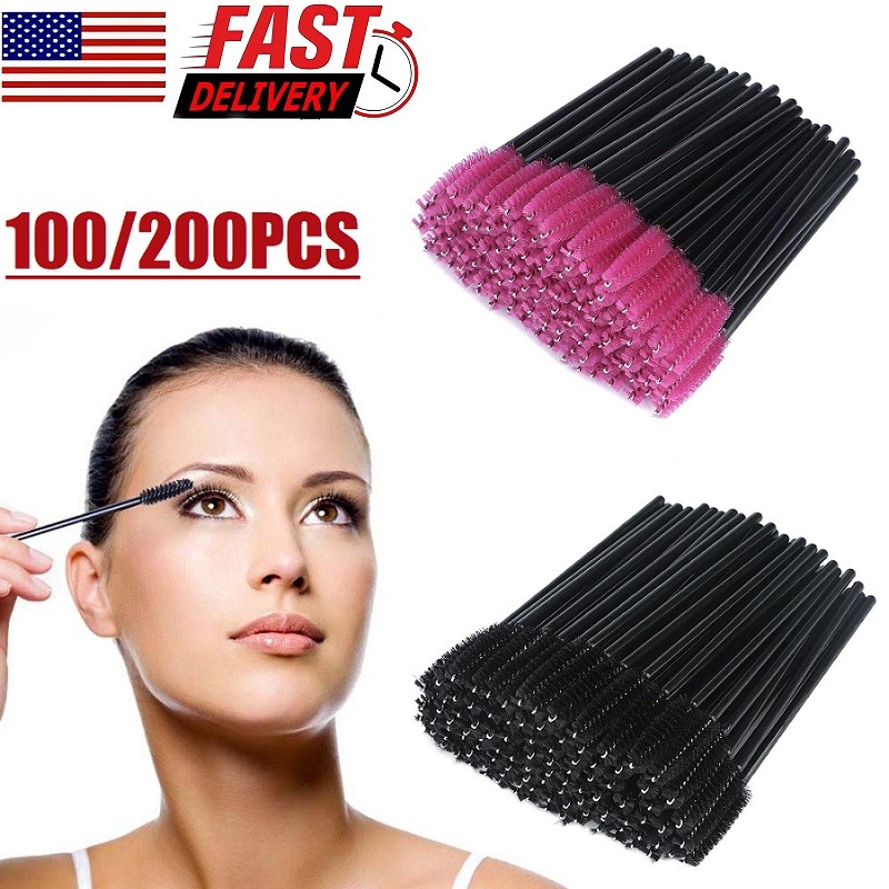 200Pcs Disposable Crystal Eyelash Brush Mascara Wands Applicator Makeup Tool USA