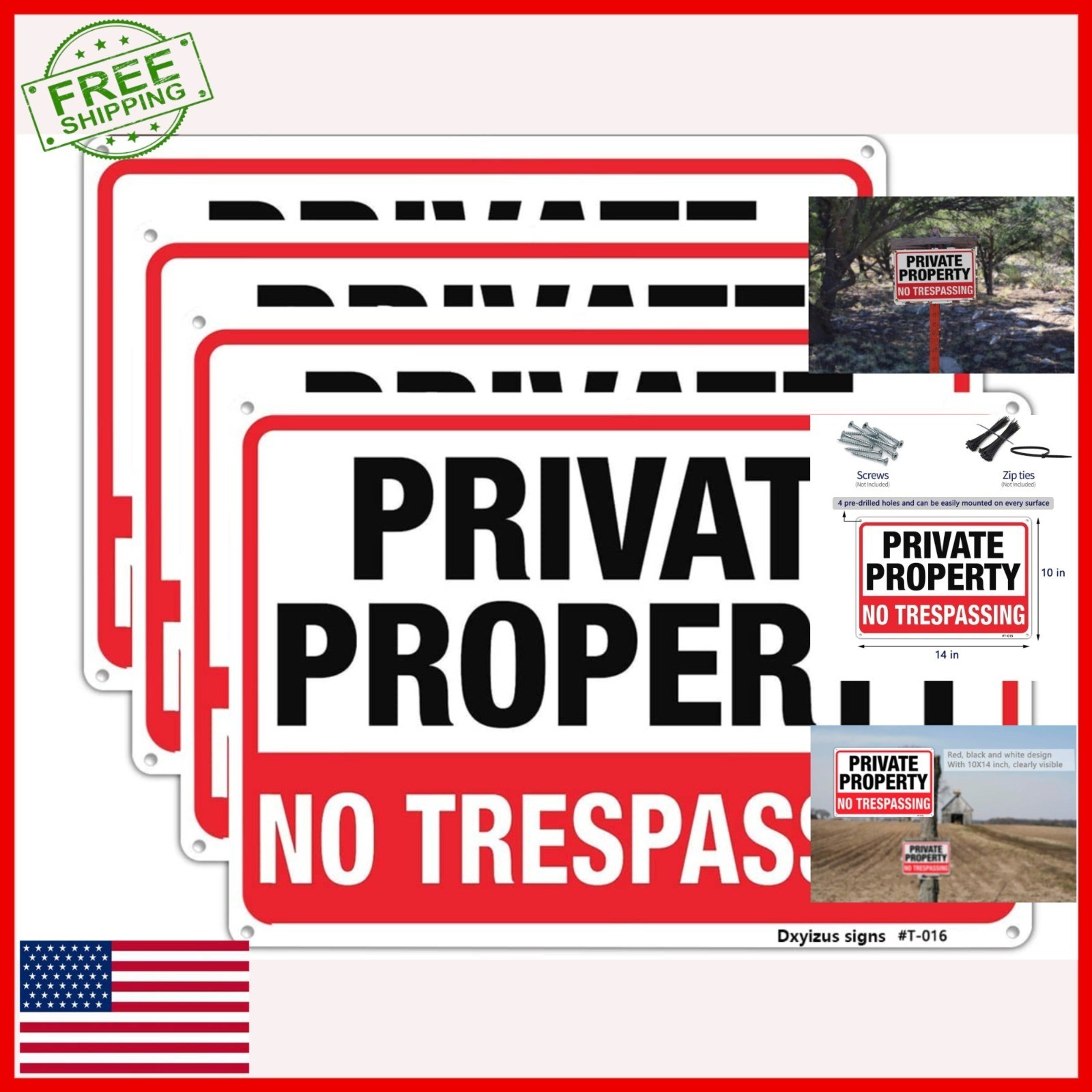 Large No Trespassing Signs 10x14 Inch Aluminum 4 Pack
