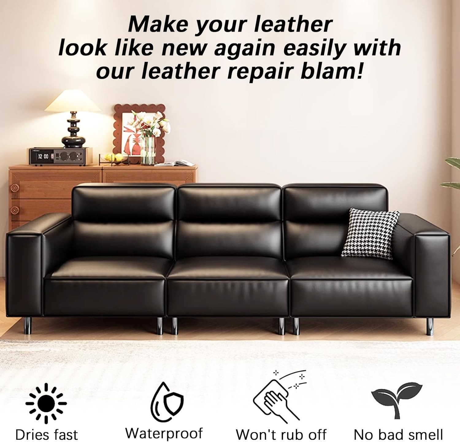 Black Leather Recoloring Balm, Leather Color Restorer Conditioner, Leather Repai
