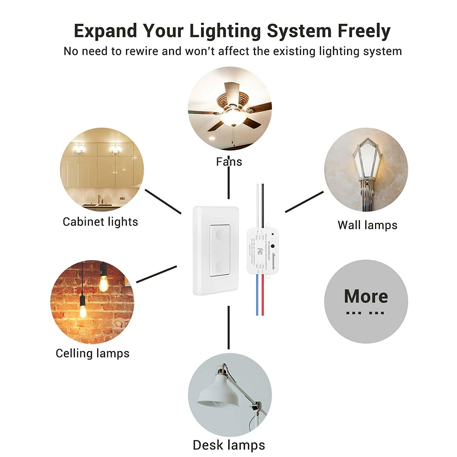 DEWENWILS Wireless Remote Control Wall Light Switch Ceiling Lights Programmable