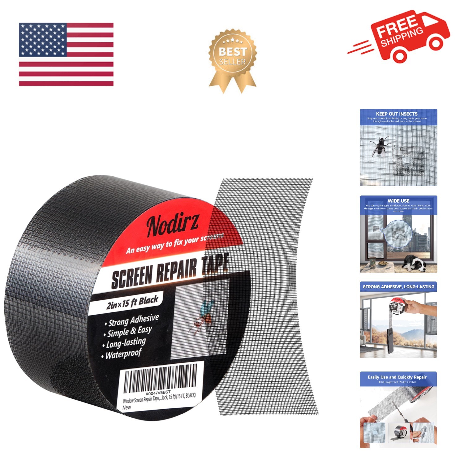 High-Quality Waterproof Window Screen Repair Tape - Quick Fix Solution, 15 FT
