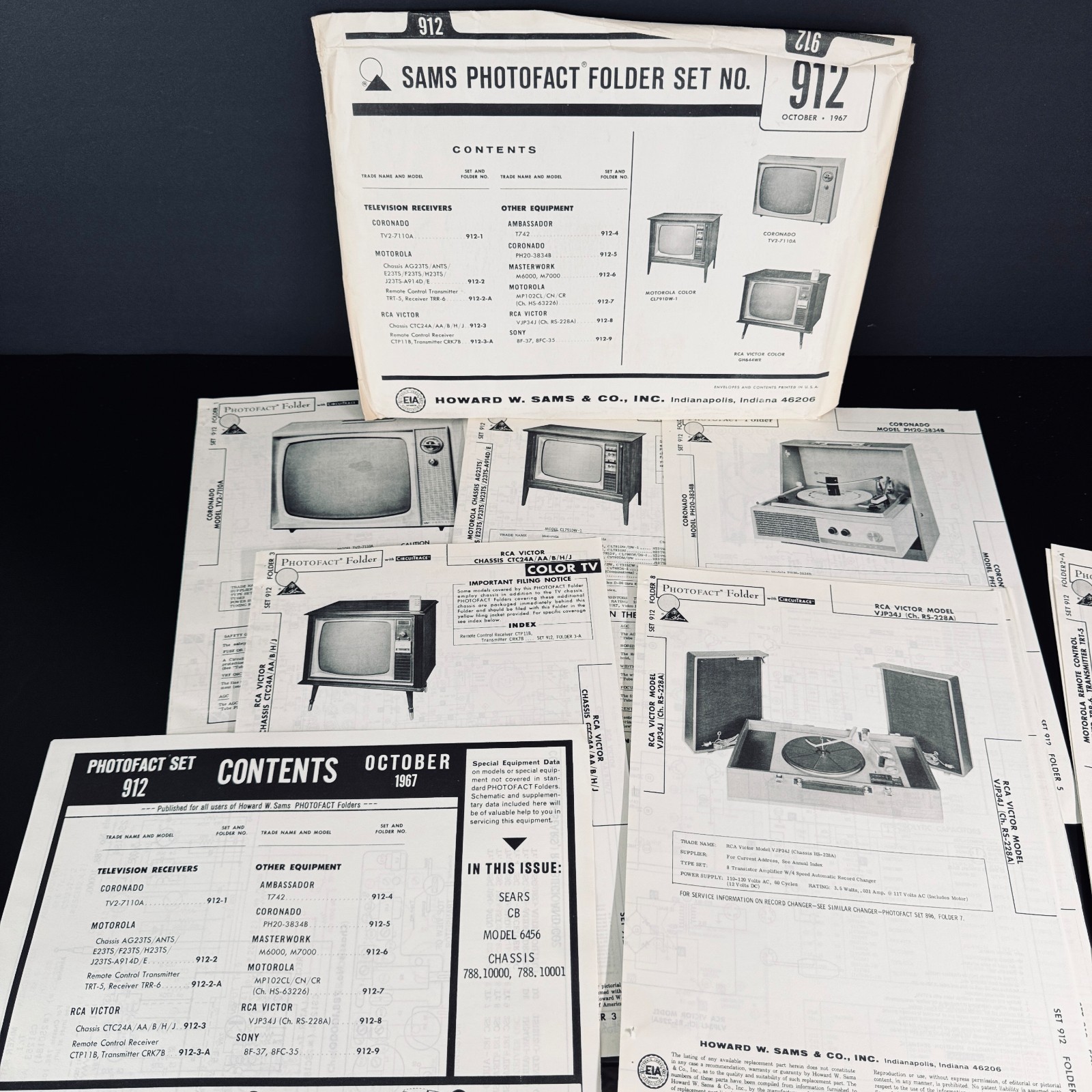SAMS PHOTOFACT FOLDER SET 912 - 1967 TV, Radio & Record Player Service Manuals