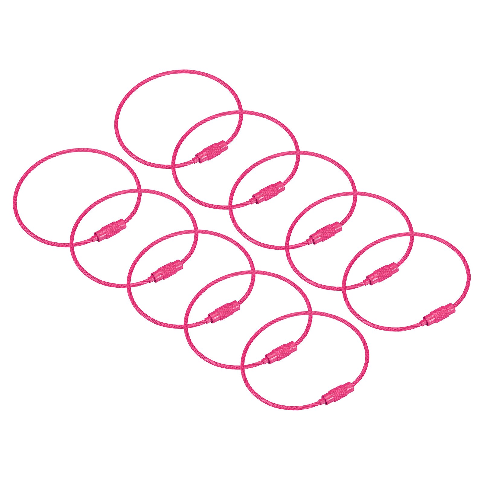 Cable Key Rings 160mm Wire Keychain Twist Loops Rose Red 12Pcs
