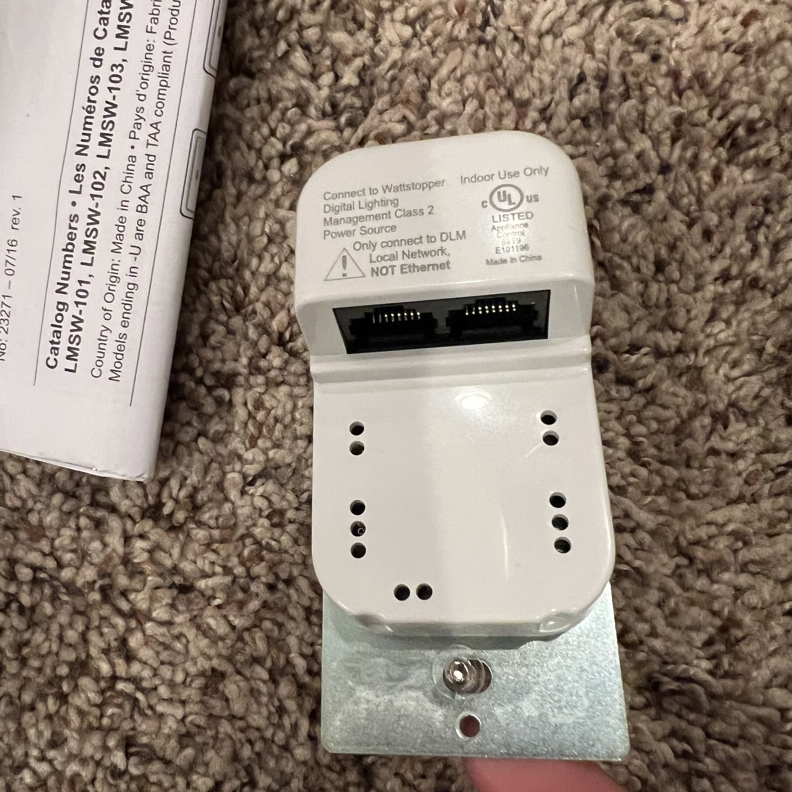 Legrand WattStopper LMSW-102-W 2 Button Digital Wall Switch White