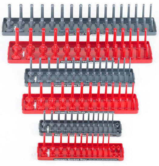 Hansen Global 92000 6pc Socket Tray Set for SAE & METRIC 1/4", 3/8" & 1/2"
