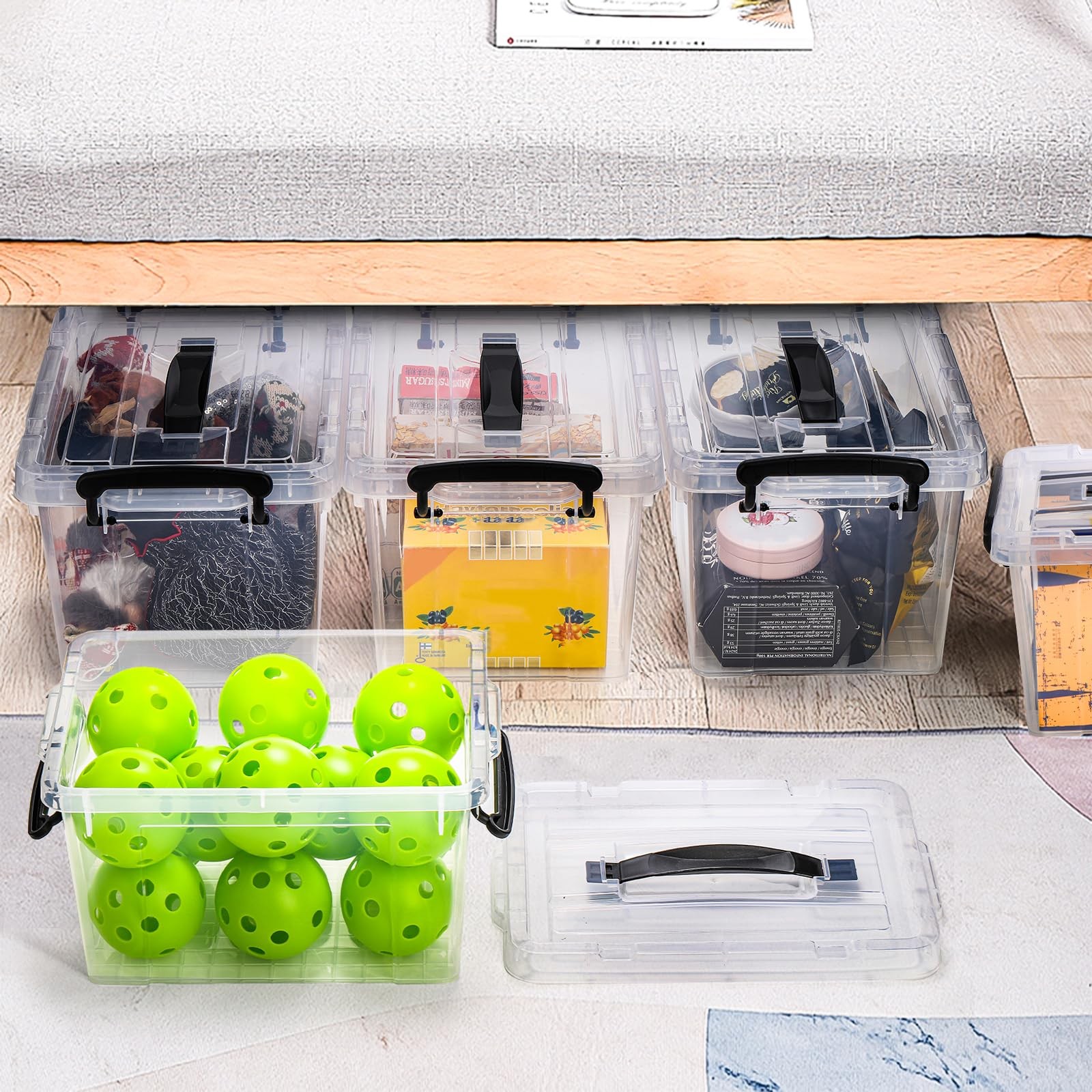 Nicunom 4 Pack 6 Quart Clear Storage Latch Box, Plastic Storage Bins with Lids,