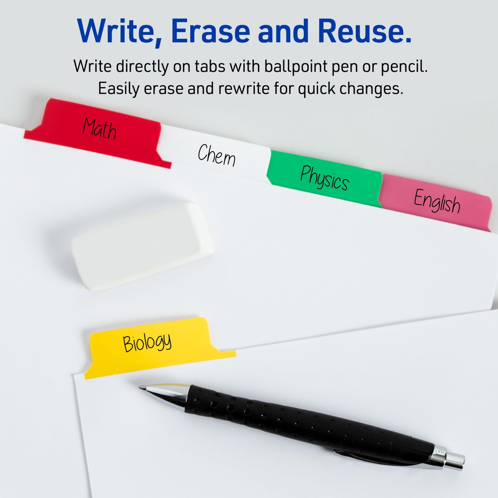 Write & Erase set Set 5 Tab assorted colors binder stationery