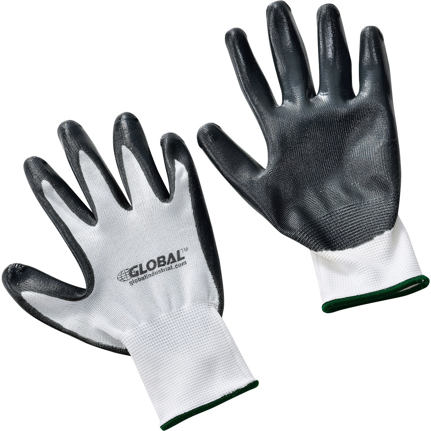 Flat Nitrile Coated Gloves White/Gray Medium Lot of 12