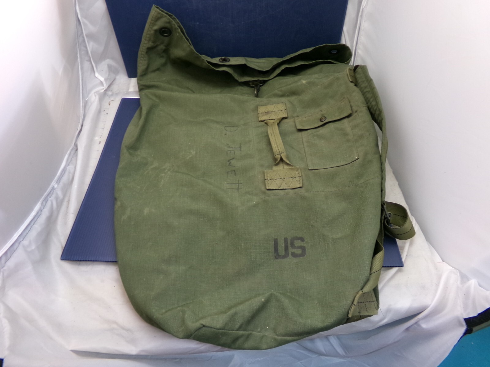 U S Military Duffle Bag, OD Green Nylon, 1980's, Backpack Straps