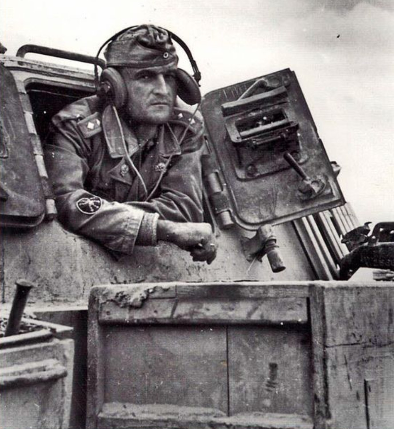 WW2 Photo WWII Portrait of German StuG III Commander  World War Two  / 2496