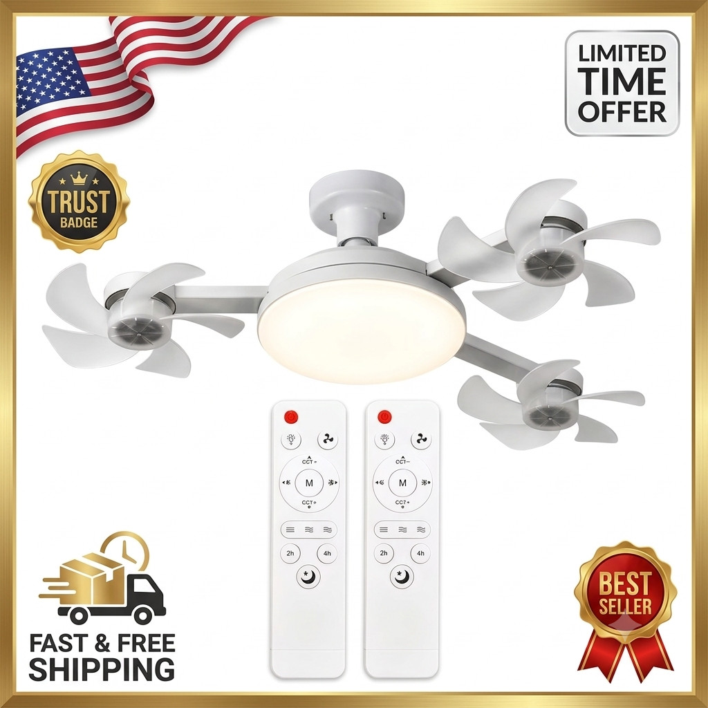 LED Socket Ceiling Fan with Light & Remote E27 Screw In Smart Mini Fan