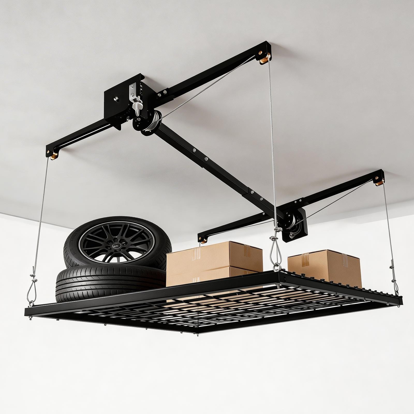 Overhead Garage Lifting Storage Rack, Garage Storage Rack, Adjustable Height Gar