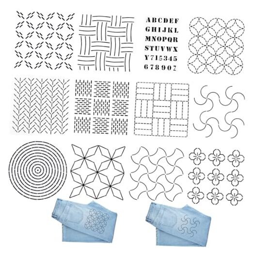Pcs Quilting Stencils Sashiko Stencil 4.7 * 4.7 Inch Sashiko Patterns 12