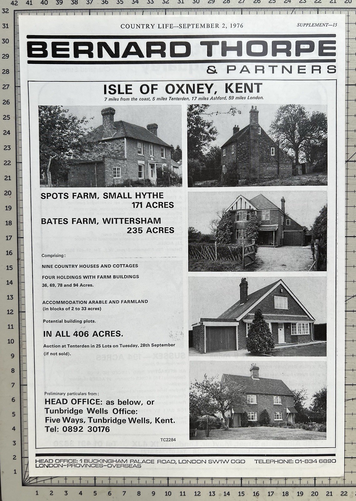 2 Farms - Small Hythe & Wittersham - Kent For Sale - 1976 Cutting 399