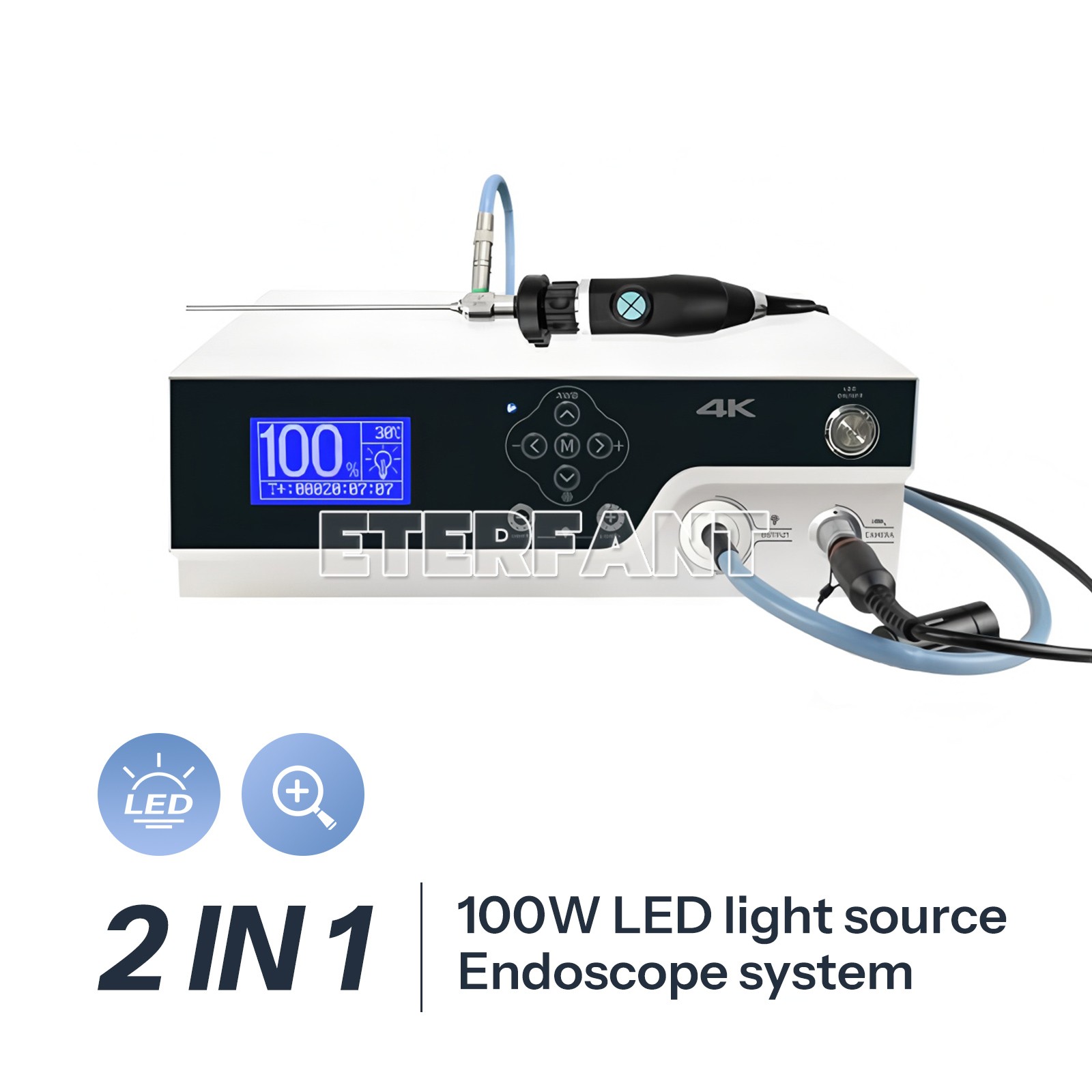 2 in 1 Integrated 4K UHD Endoscope Camera System LED Light Source Portable ENT