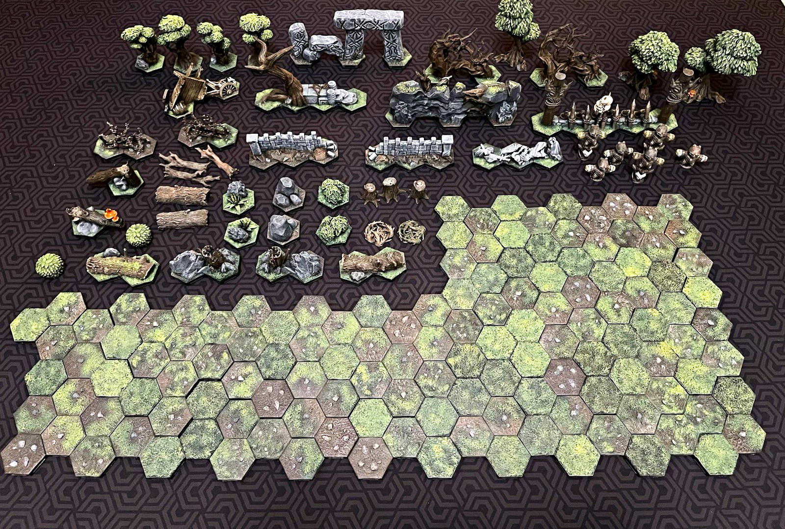Huge Lot of Hex Terrain - 3D Printed and Meticulously Hand Painted!
