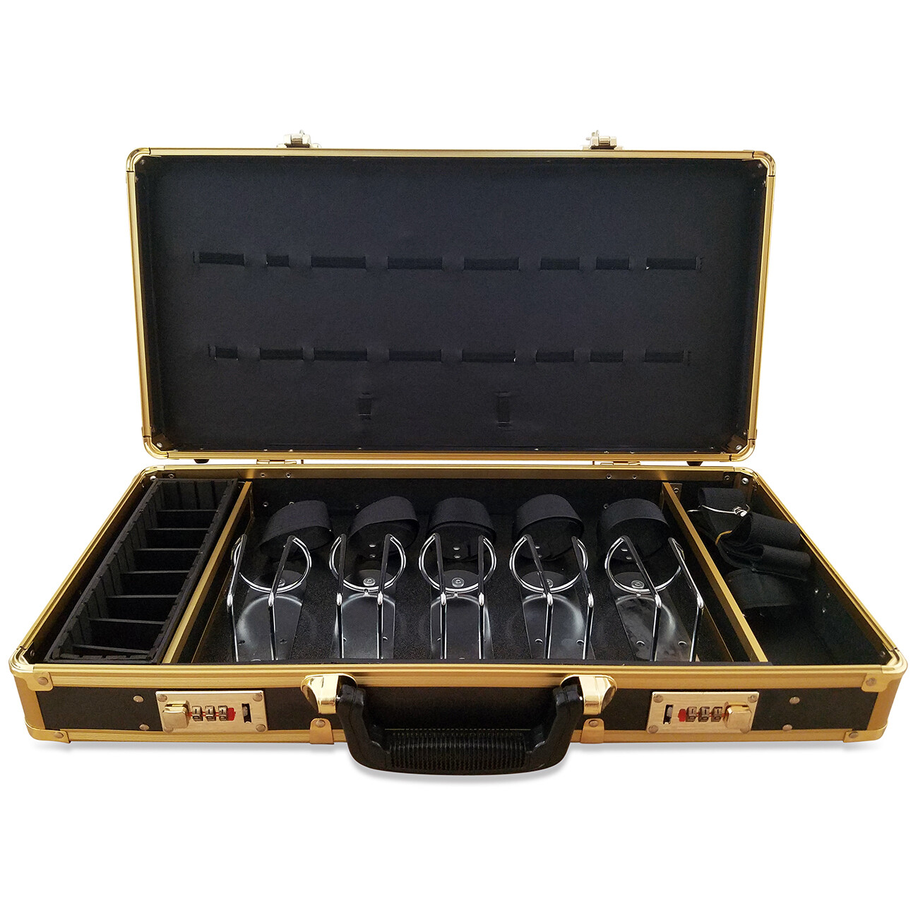 Common Wealth Gold Barber Lock Case Organizer Clippers Trimmers Tools Holder