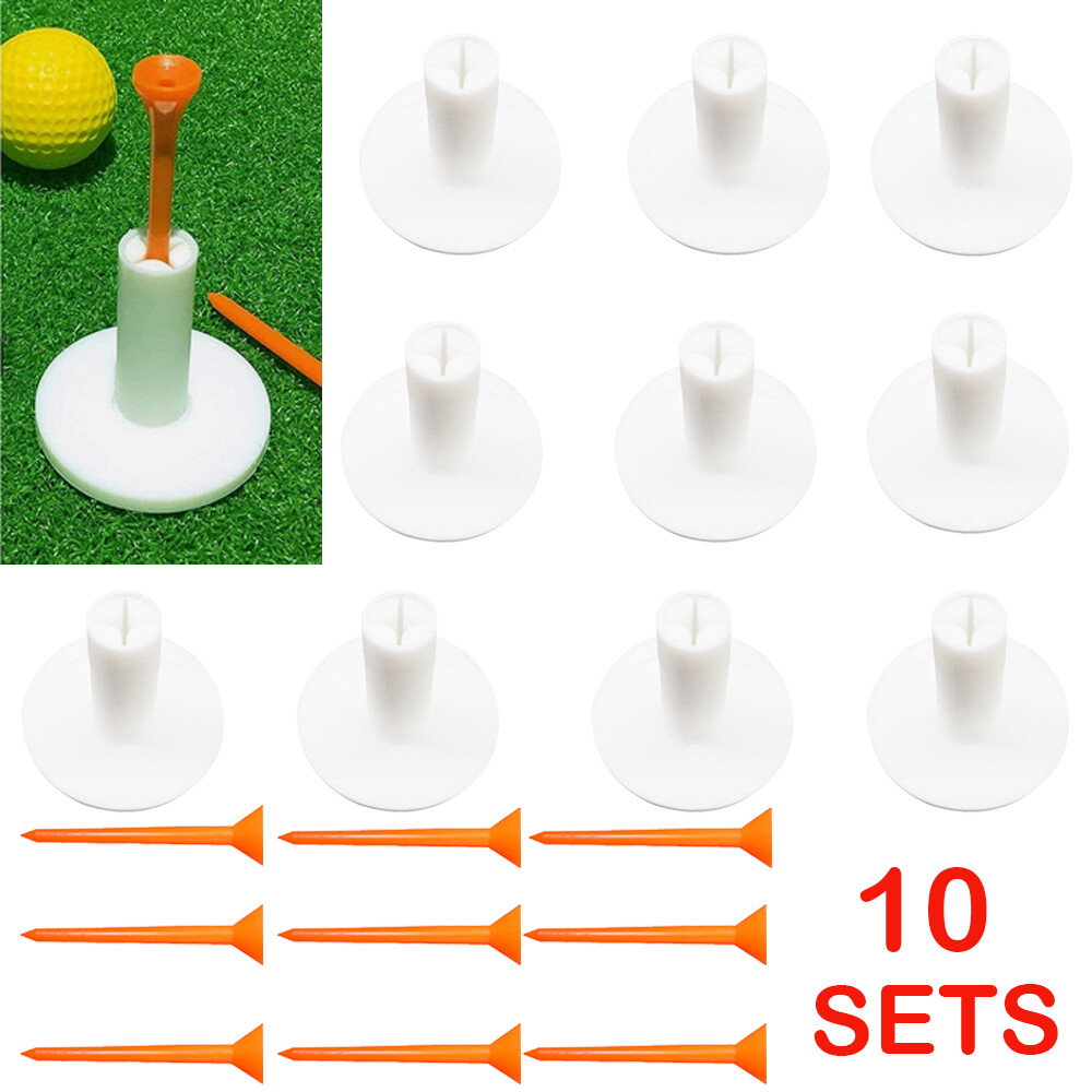 10Pcs Rubber Golf Tees Holder Tee Range Driving Practice Mat Hitting White Hot