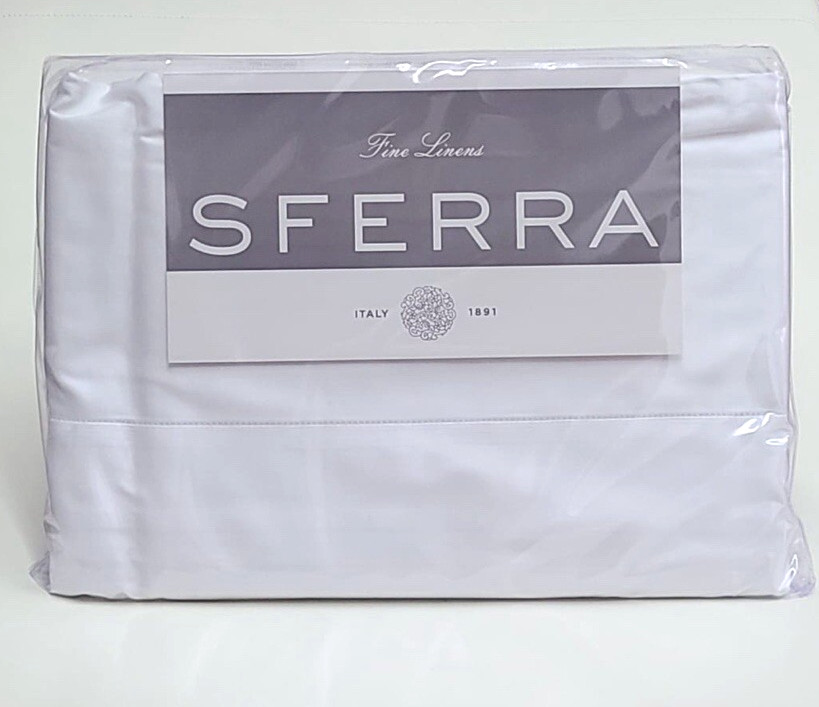 Sferra Matteo Queen Sheet Set White Cotton Sateen Luxury Bedding