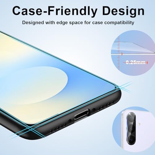 Screen Protector Compatible with Galaxy S25 FE 5G, [4+4 Pack] Camera Lens