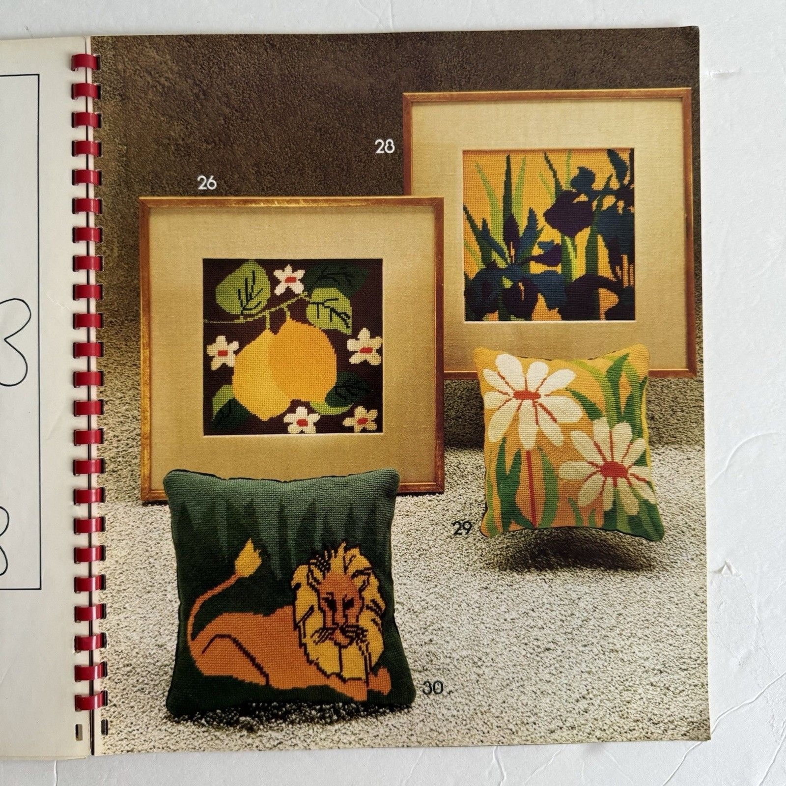 Vtg 1973 Lisbeth Perrone's Needlepoint Workbook Spiral Bound Canvas Embroidery