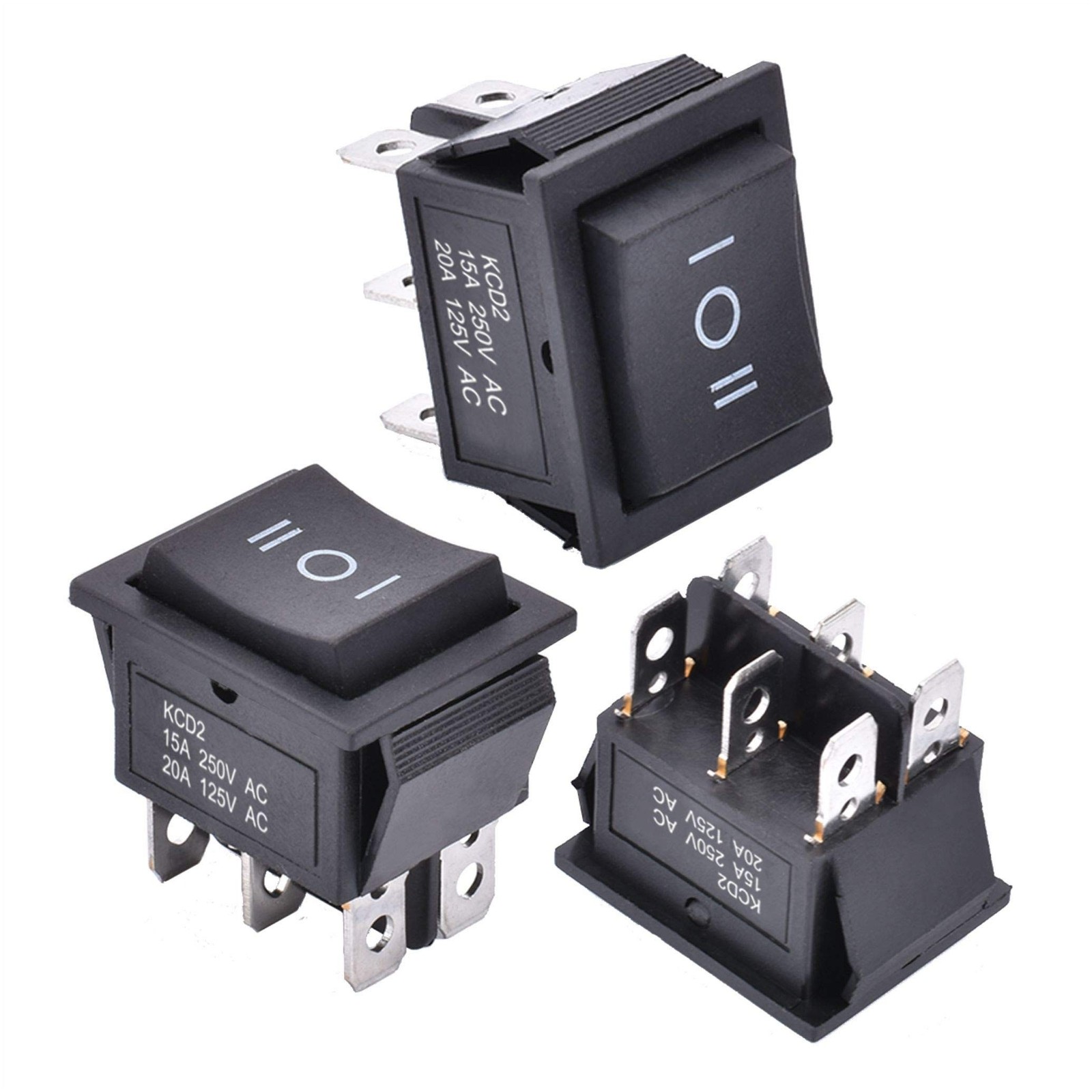 APIELE 3Pcs 3 Position Rocker Toggle Switch 6 Pin AC 125V/10A 250V/16A ON-Off...