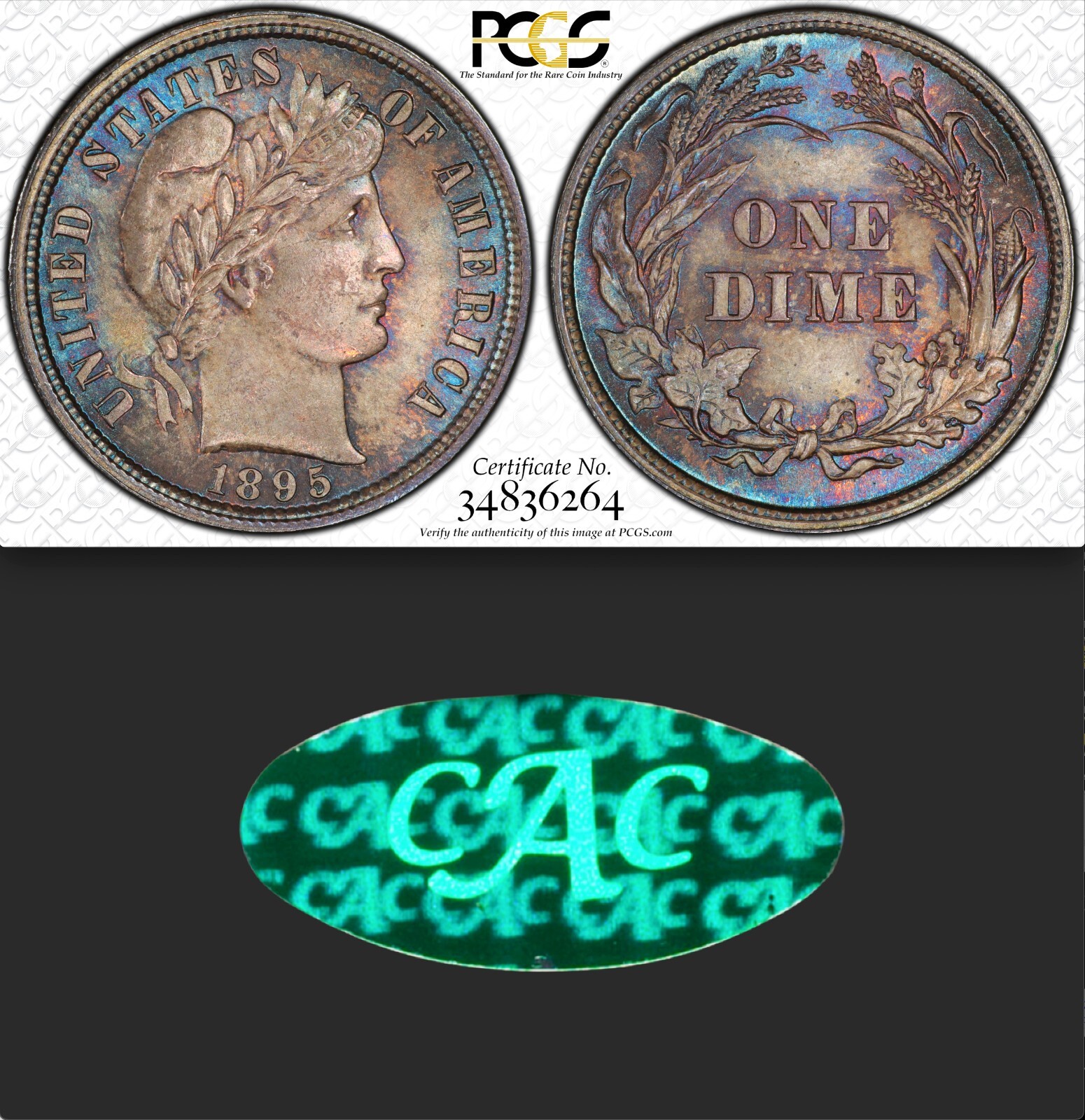 1895 PCGS MS65 CAC Pop 3 🔴 KEY DATE 10C 🔴✅ Lowest Mintage "P" Mint Barber Dime