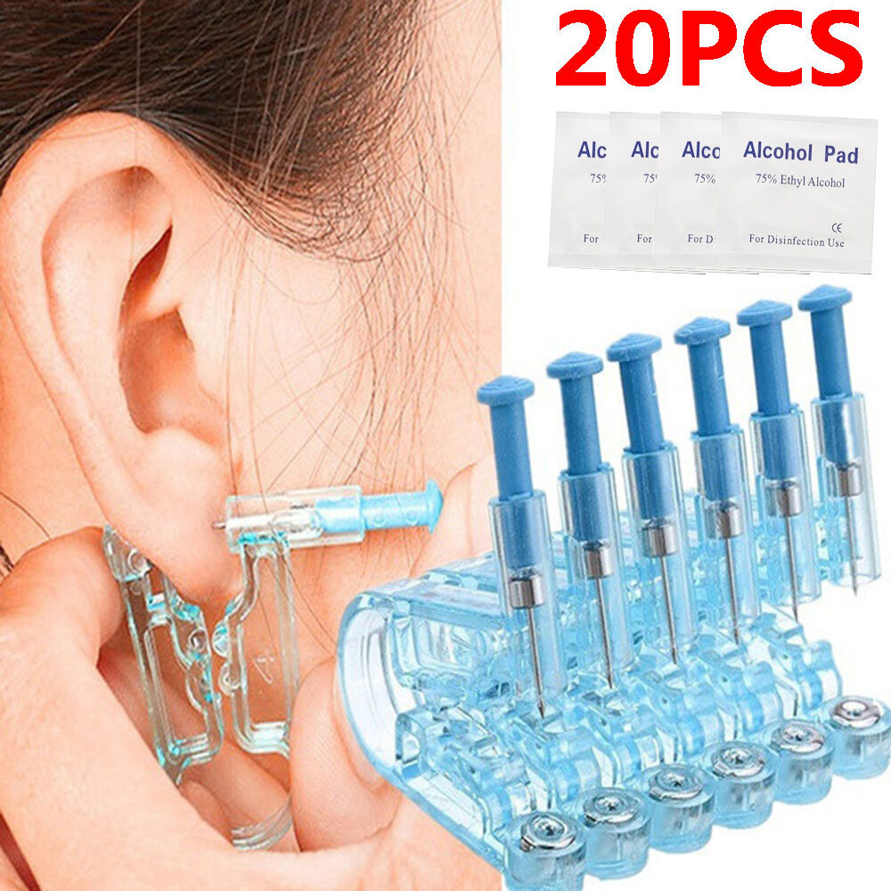 20X Disposable Ear Studs Piercing Quickly Gun Ear Stud Unit Piercer Tool Healthy