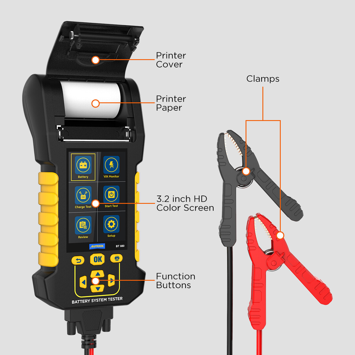 8-30V Car Battery Load Tester with Printer Charging Cranking V/A Monitor 2000CCA