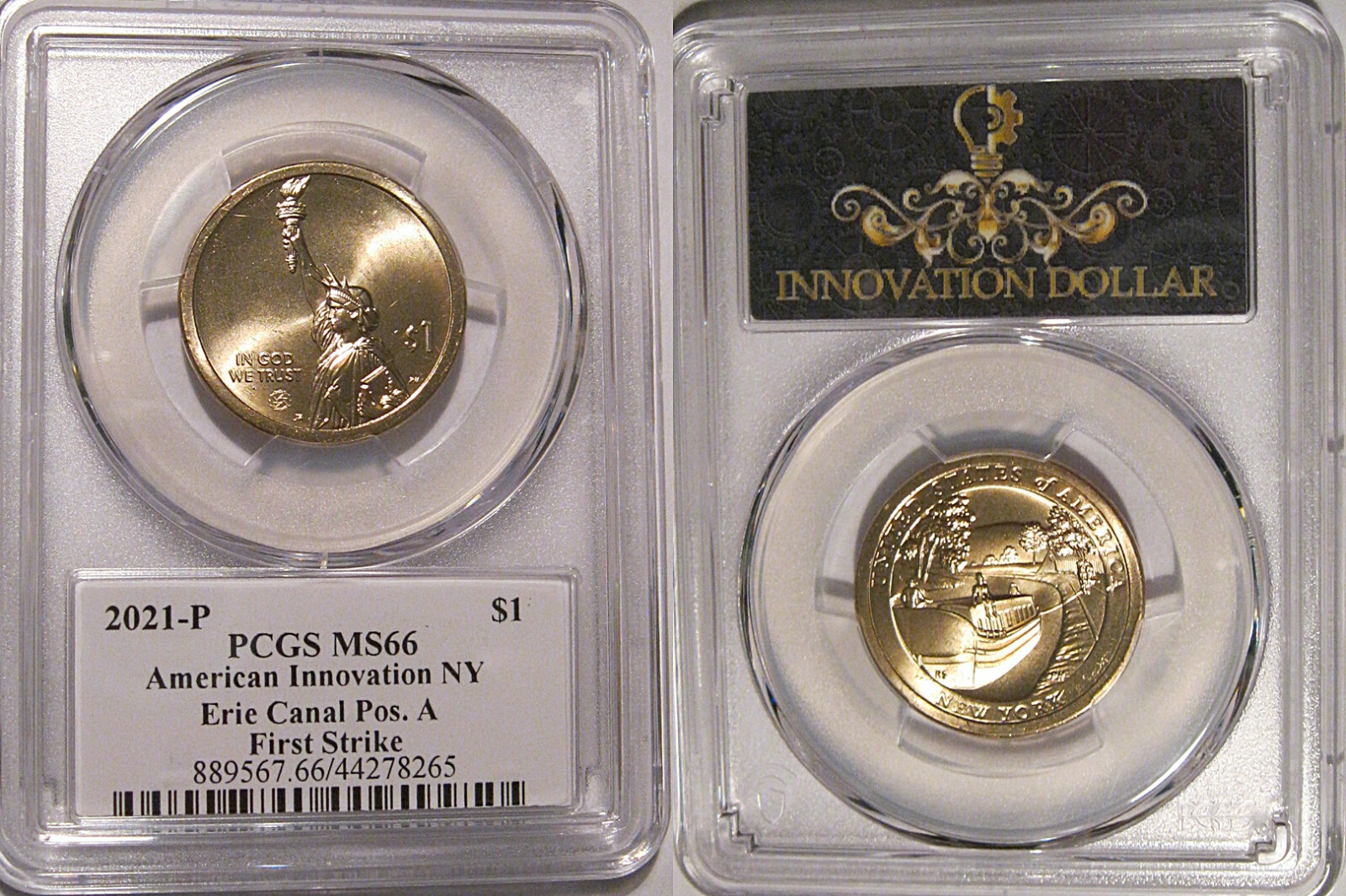 2021 P Innovation Dollar NY Erie Canal PCGS MS66 First Strike Position A