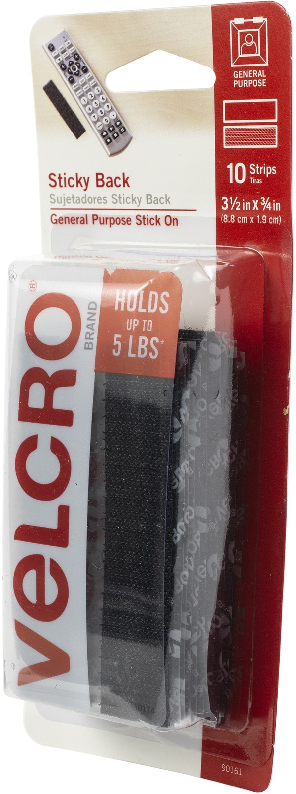 VELCRO(R) Brand Sticky Back Strips 3.5" 10/Pkg Black