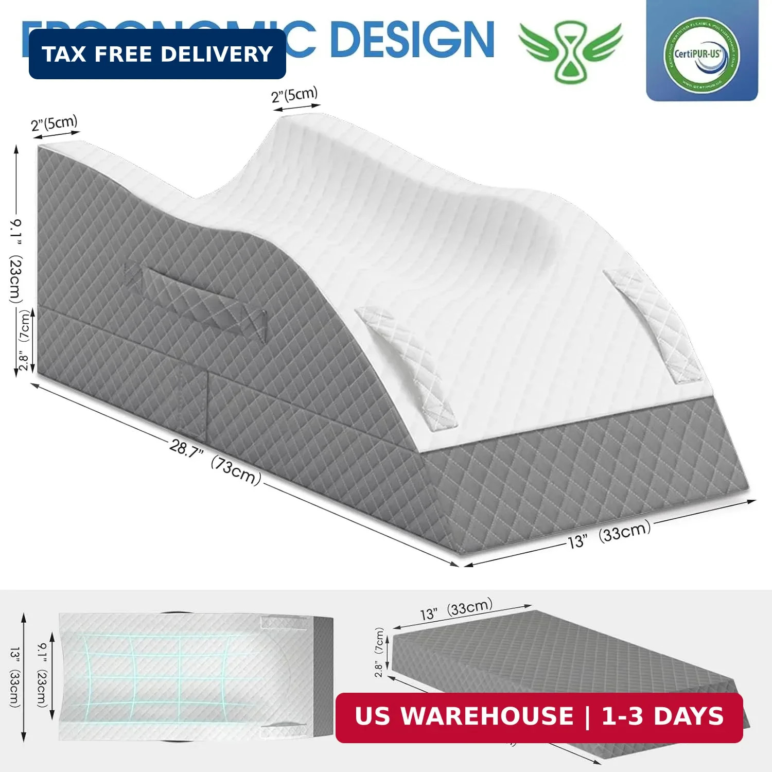 TranquilRelax Elevation Pillows for Leg After Surgery, Memory Foam Adjustable Le