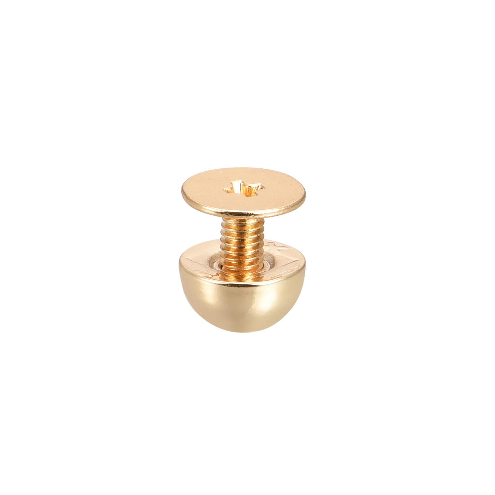 8x5mm Back Screw Rivets Solid Round Head Leather Studs Gold 20 Sets